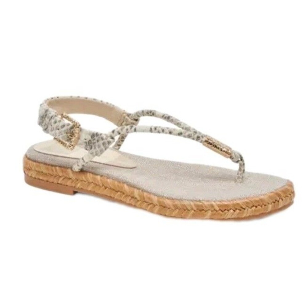 DV Dolce Vita Womens Sz 8 Animal Print Snakeskin Gold Trim Thong Sandals